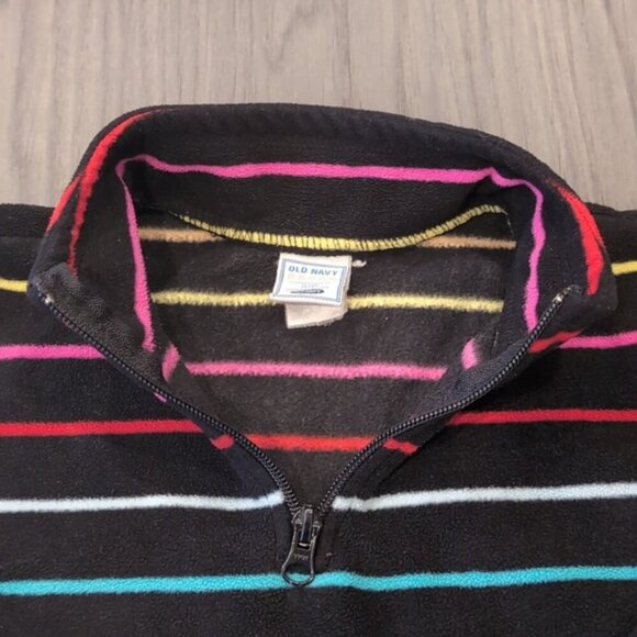 3/$20 Vintage Y2K Old Navy Quarter Zip Sweater Rainbow Striped Fleece Winter - Picture 4 of 13